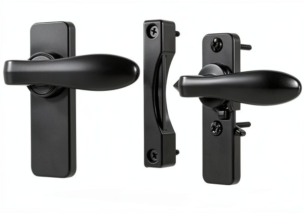 Ideal Security In Swing Door Handle Black Metal Locking-2