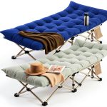 LUCKPRO Camping Cot Gold Frame Gray Pad Comfortable Durable-0