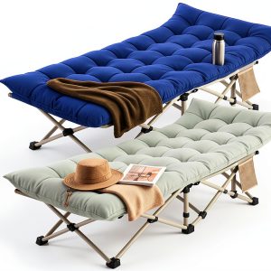 LUCKPRO Camping Cot Gold Frame Gray Pad Comfortable Durable-0