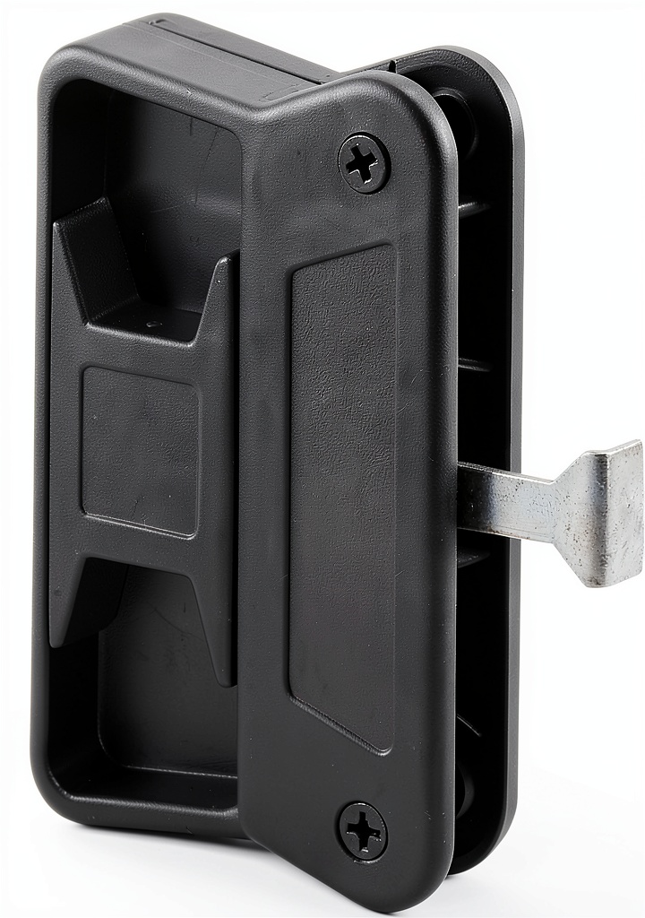 'Prime-Line screen door handle installed on a sliding door'