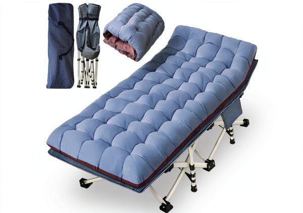 NESDCC Camping Cot Extra Large Upholstered Metal Frame-0