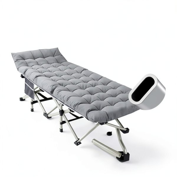 LUCKPRO Camping Cot Gold Frame Gray Pad Comfortable Durable-4