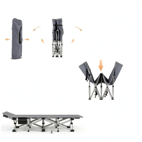 LUCKPRO Camping Cot Gold Frame Gray Pad Comfortable Durable-5