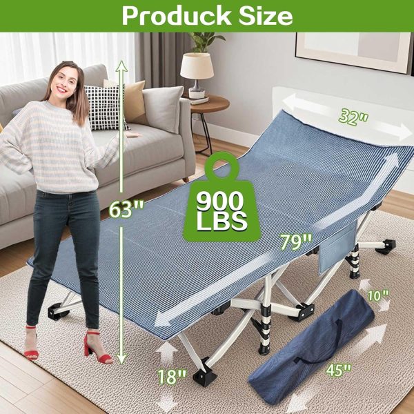 COLMERD XXL Camping Cot Heavy Duty Steel Frame Mattress-5