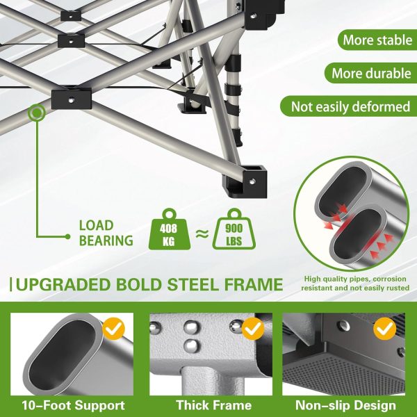 COLMERD XXL Camping Cot Heavy Duty Steel Frame Mattress-3