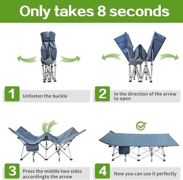 COLMERD XXL Camping Cot Heavy Duty Steel Frame Mattress-4