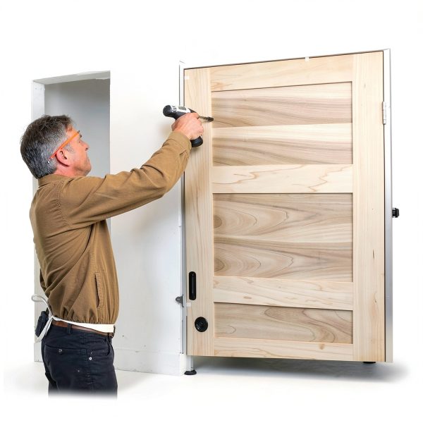 Door Install Kit Metal Modern Blue Silver InstallingADoor-2