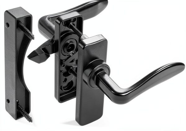 Ideal Security In Swing Door Handle Black Metal Locking-3