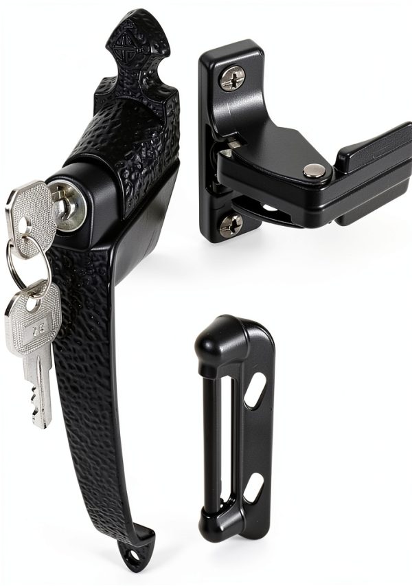 Prime Line Push Button Lock Screen Door Key Lock Black-0