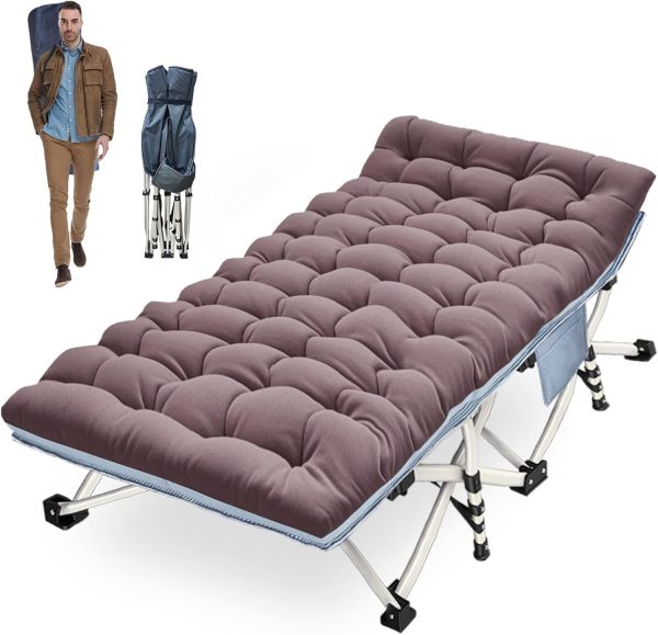 COLMERD XXL Camping Cot Heavy Duty Steel Frame Mattress-0