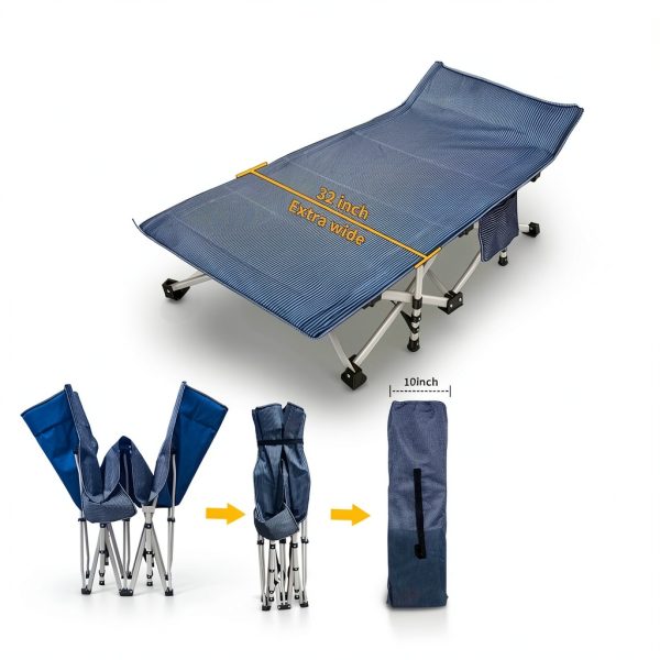 NESDCC Camping Cot Extra Large Upholstered Metal Frame-2