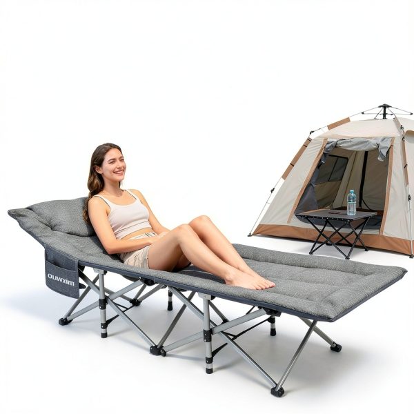 Ouwxim Camping Cot Heavy Duty Folding Bed with Pillow-2
